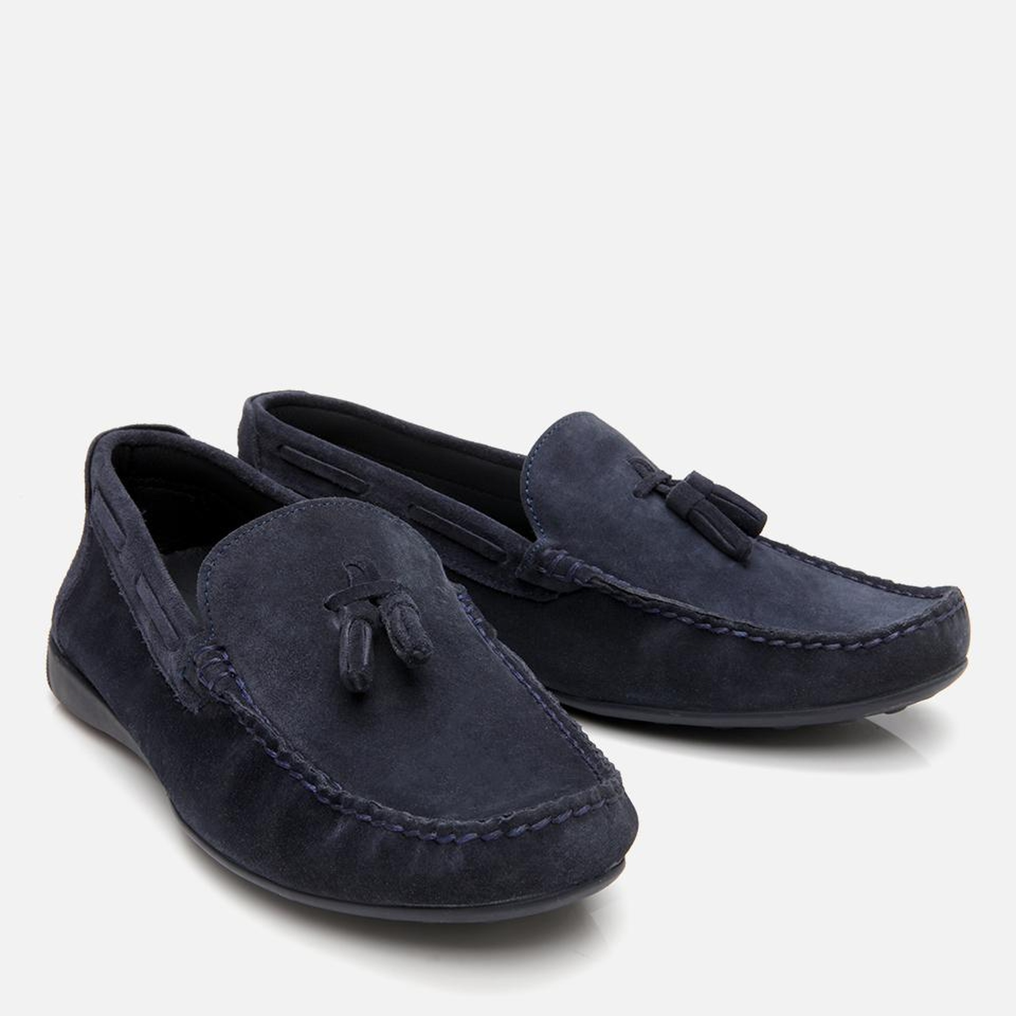Erkek Süet Deri Lacivert Püskül Detaylı Günlük Loafer