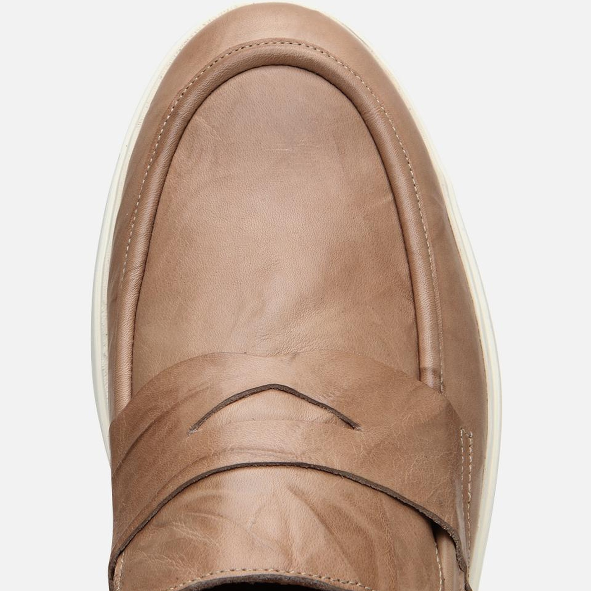 Erkek Deri Bej Ultra Hafif Tabanlı Klasik Loafer