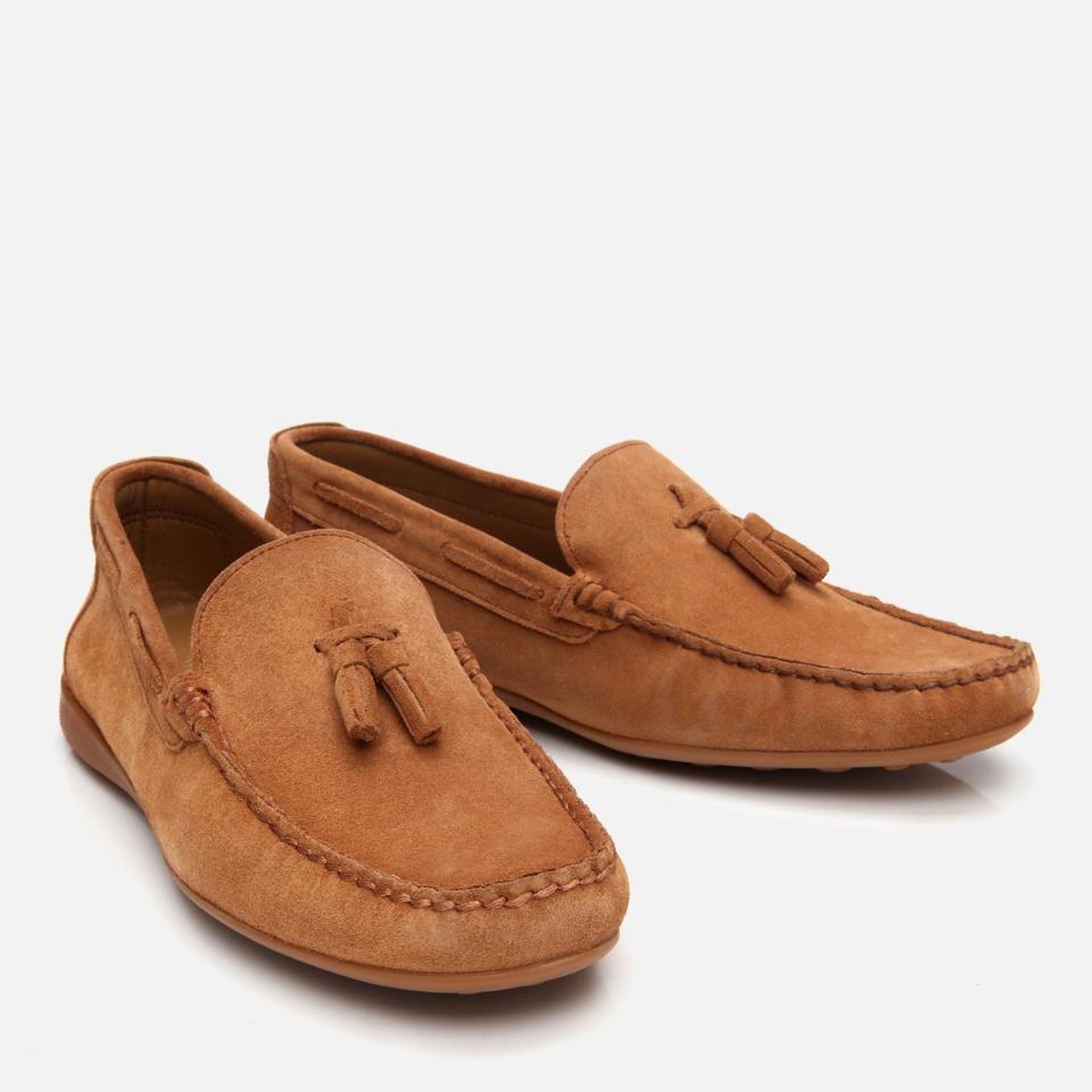 Erkek Süet Deri Taba Püskül Detaylı Günlük Loafer