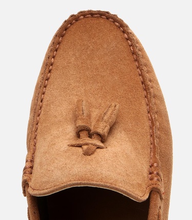  Erkek Süet Deri Taba Püskül Detaylı Günlük Loafer