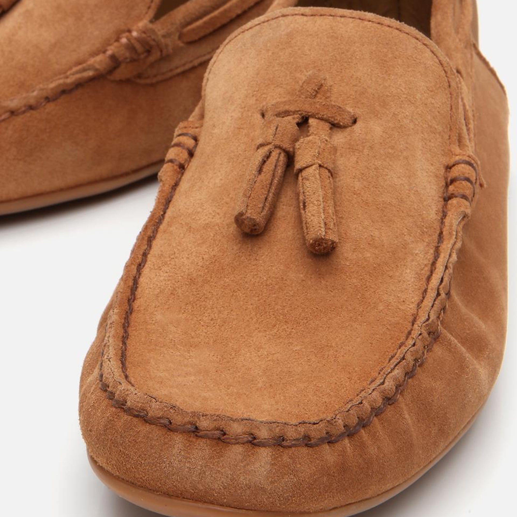 Erkek Süet Deri Taba Püskül Detaylı Günlük Loafer