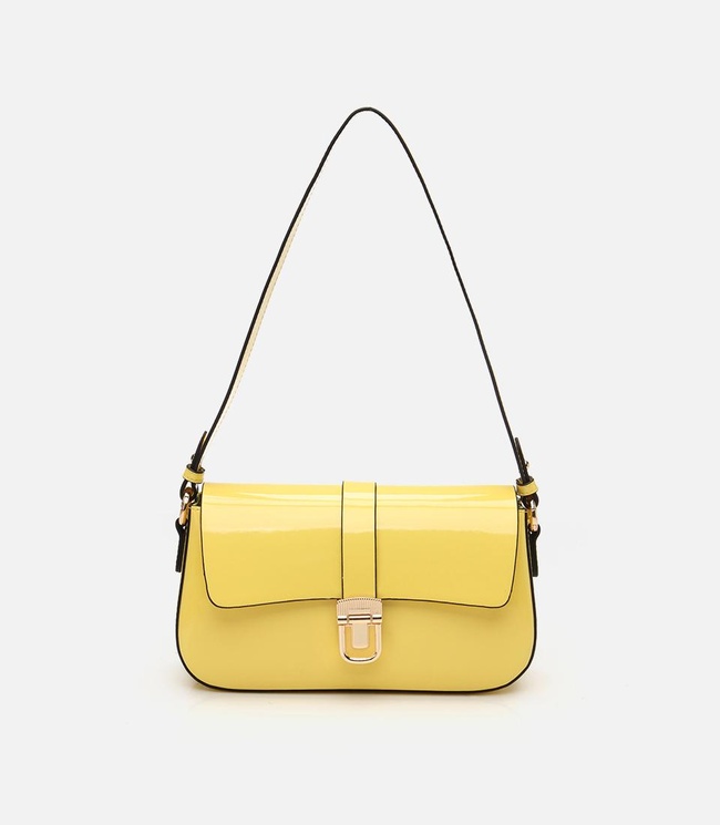  Kadın Sarı Kilit Detaylı Çapraz Askılı Çanta