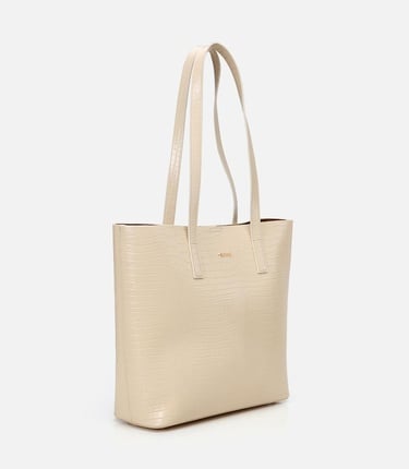  Kadın Deri Ekru Çıkarılabilir Portföy Çantalı Tote Çanta