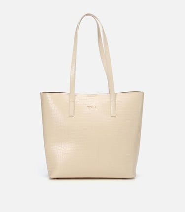  Kadın Deri Ekru Çıkarılabilir Portföy Çantalı Tote Çanta