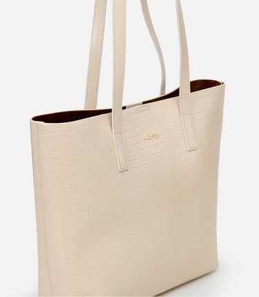  Kadın Deri Ekru Çıkarılabilir Portföy Çantalı Tote Çanta