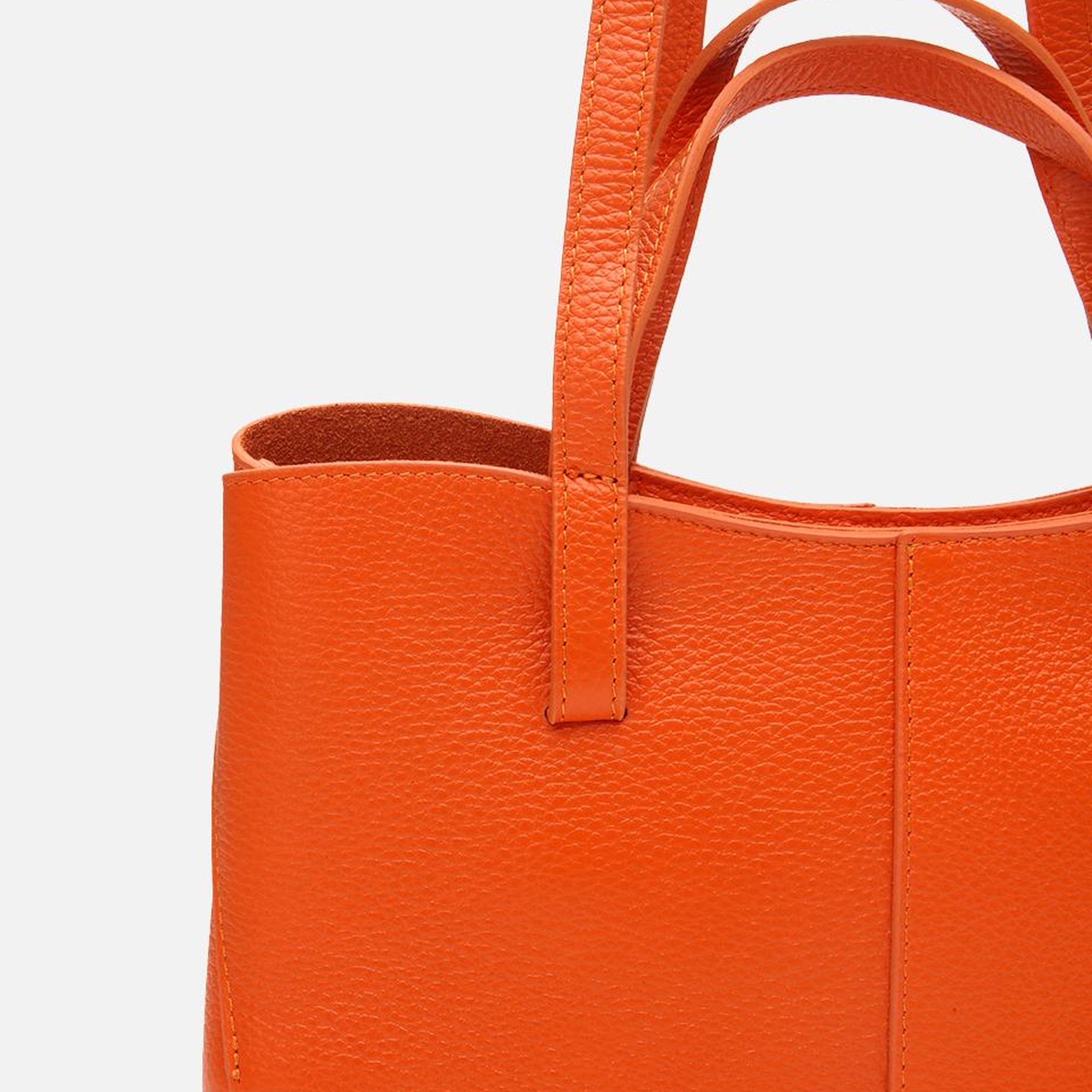 Kadın Deri Turuncu Tote Çanta