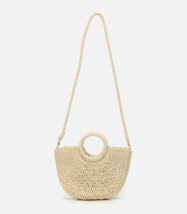  Kadın Ekru Hasır Omuz Çantası