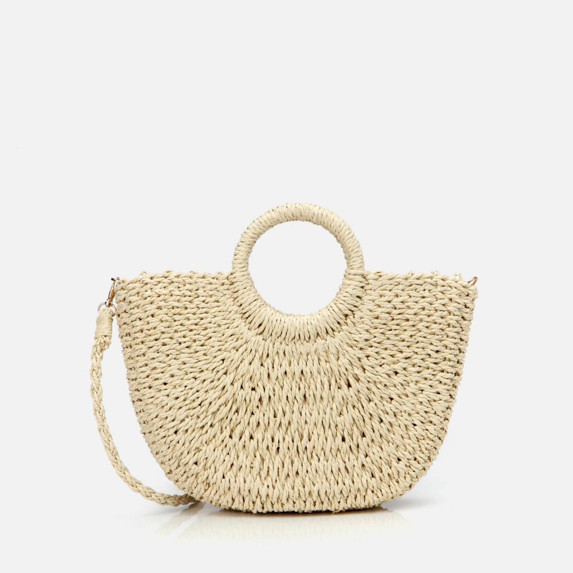 Kadın Ekru Hasır Omuz Çantası