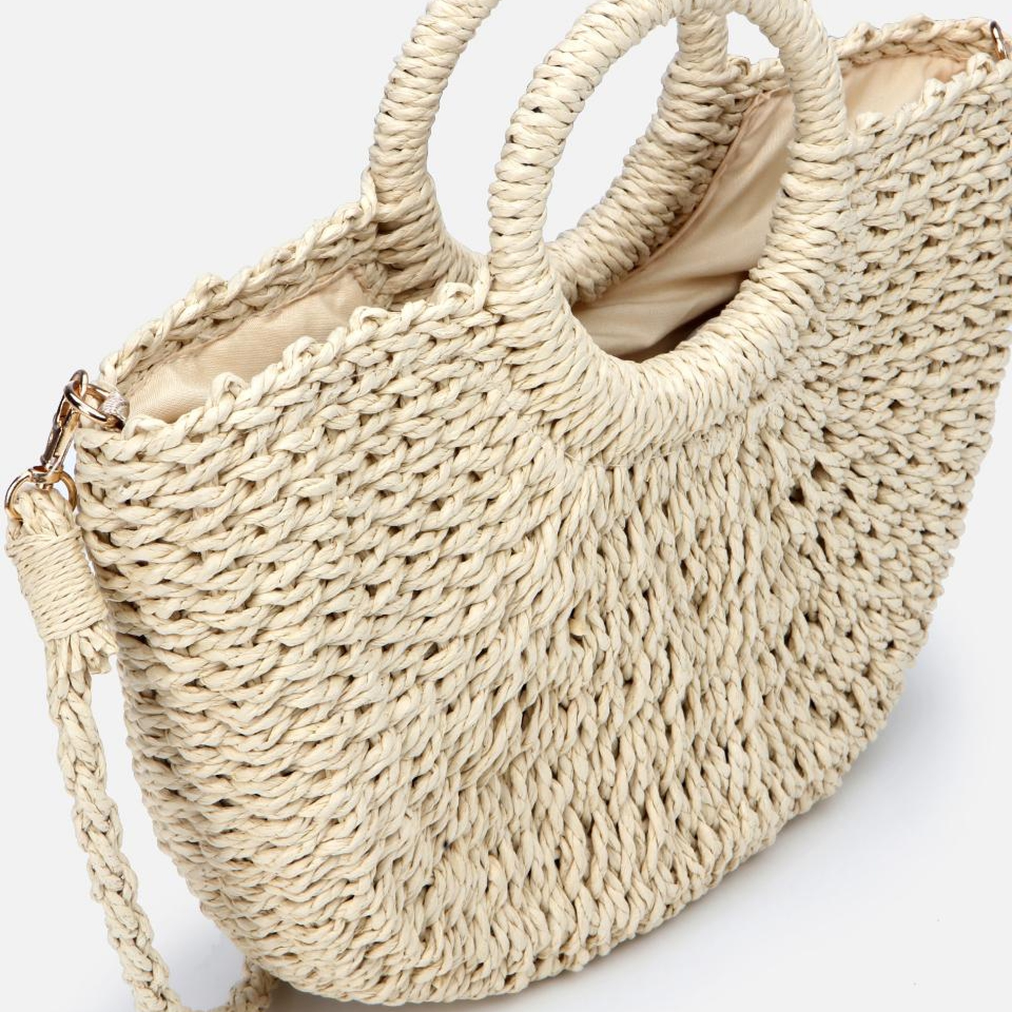 Kadın Ekru Hasır Omuz Çantası