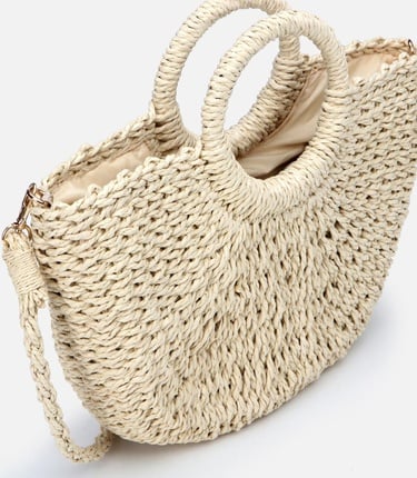  Kadın Ekru Hasır Omuz Çantası
