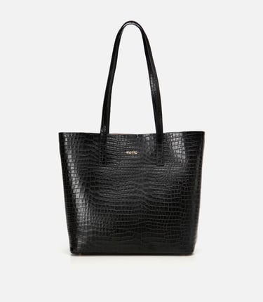  Kadın Deri Siyah Çıkarılabilir Portföy Çantalı Tote Çanta