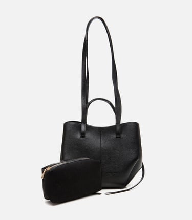  Kadın Deri Siyah Tote Çanta