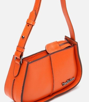  Kadın Deri Turuncu Ayarlanabilir Askılı Mini Çanta