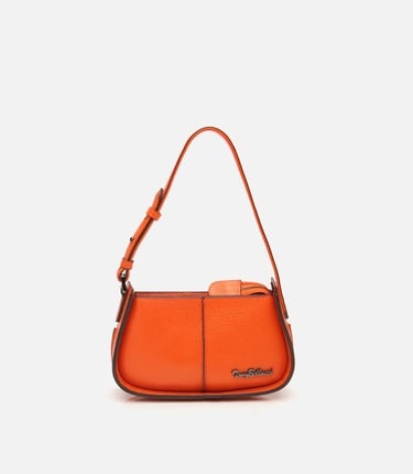  Kadın Deri Turuncu Ayarlanabilir Askılı Mini Çanta