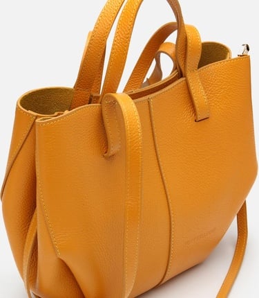  Kadın Deri Sarı Tote Çanta