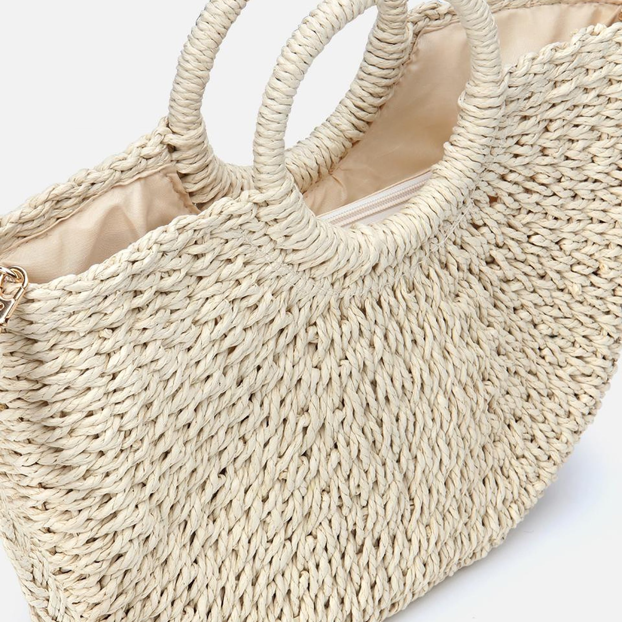 Kadın Ekru Hasır Omuz Çantası