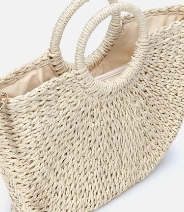  Kadın Ekru Hasır Omuz Çantası