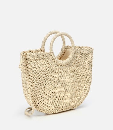  Kadın Ekru Hasır Omuz Çantası