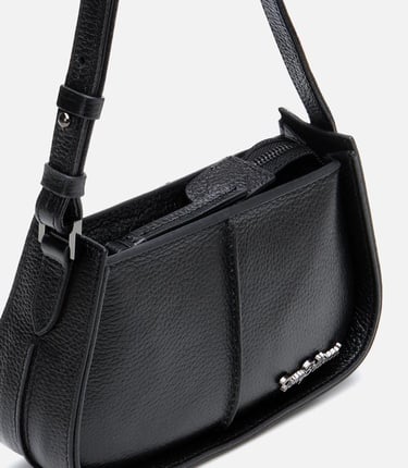  Kadın Deri Siyah Ayarlanabilir Askılı Mini Çanta