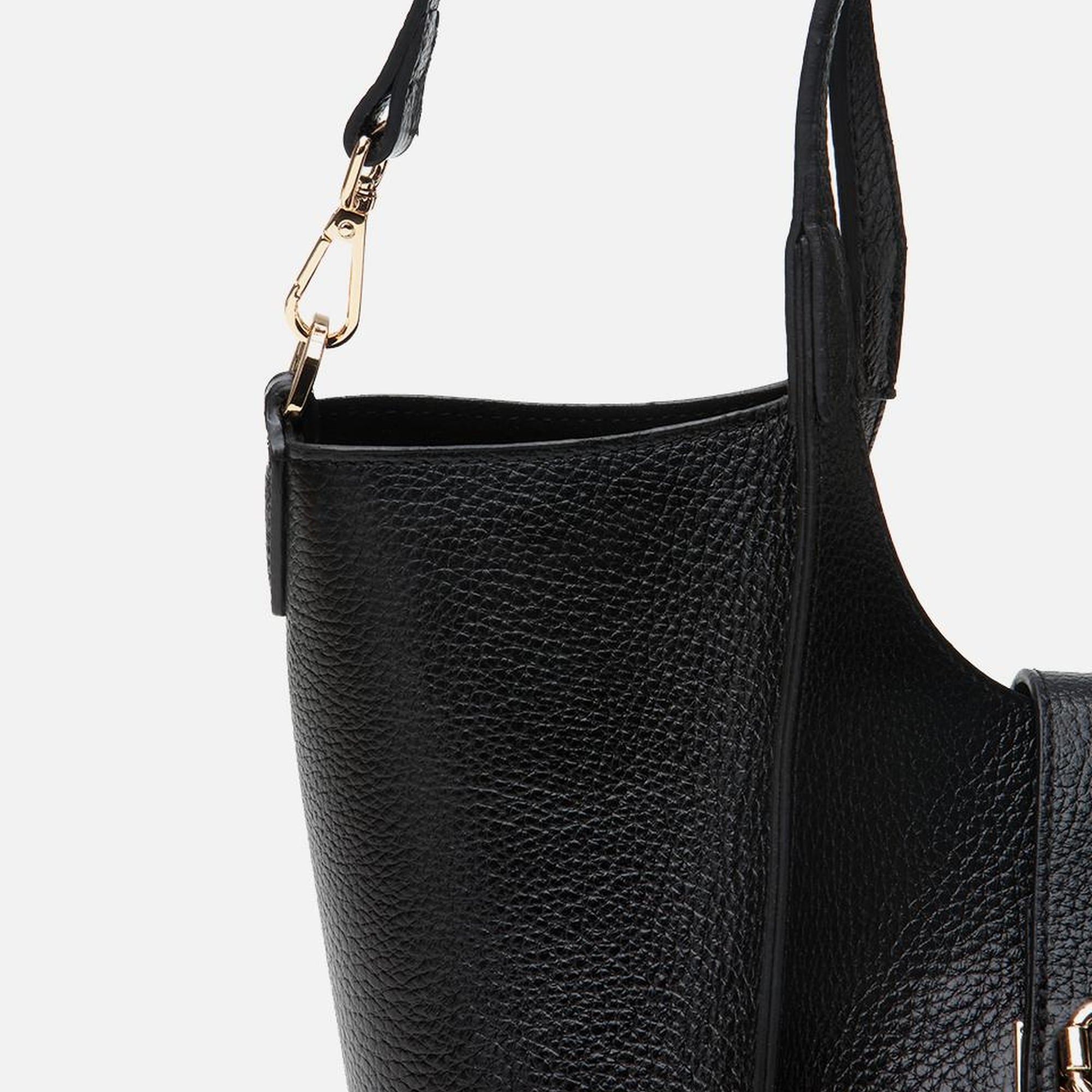 Kadın Deri Siyah Kilit Detaylı Tote Çanta