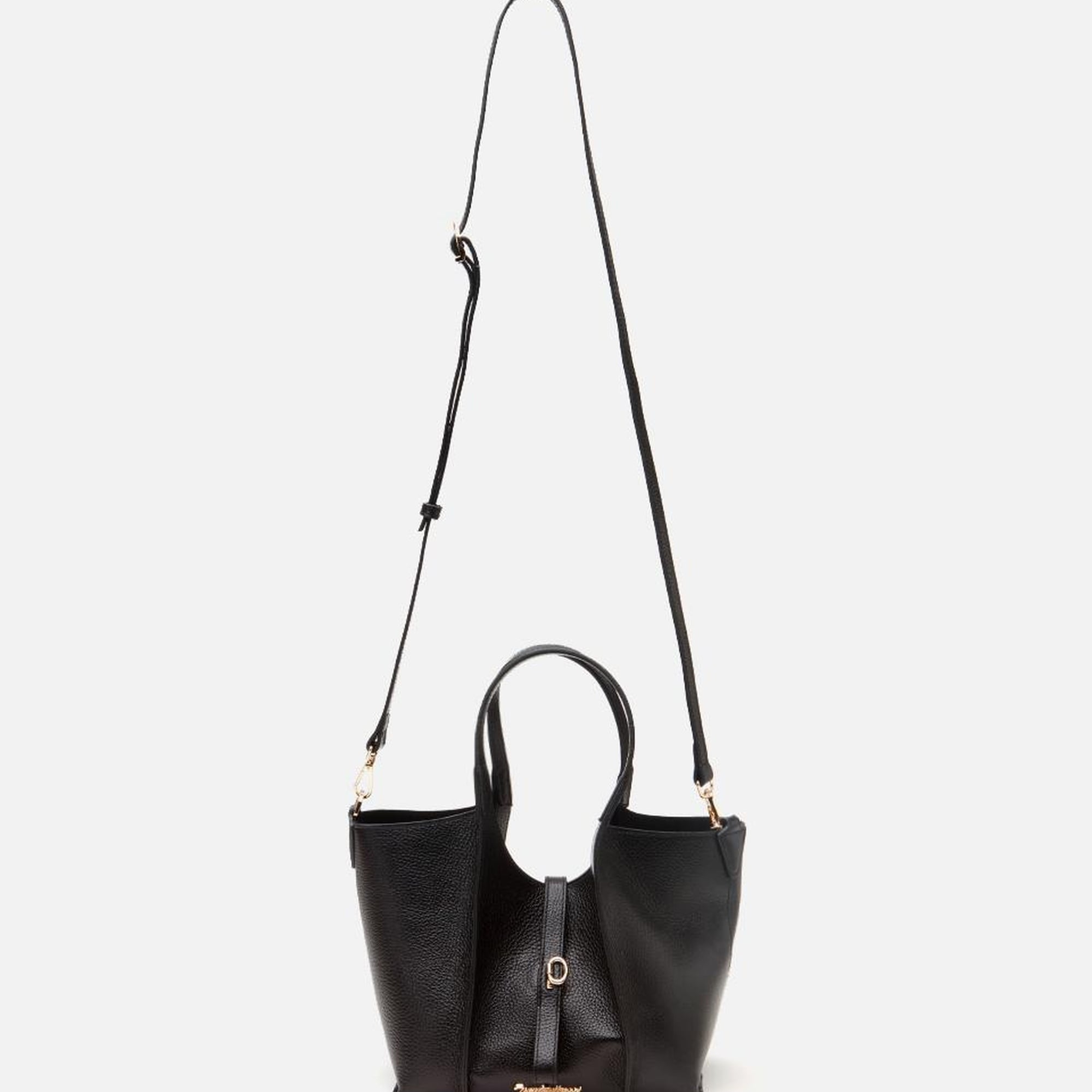 Kadın Deri Siyah Kilit Detaylı Tote Çanta