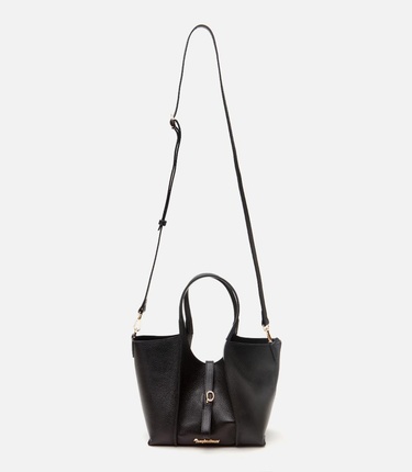  Kadın Deri Siyah Kilit Detaylı Tote Çanta