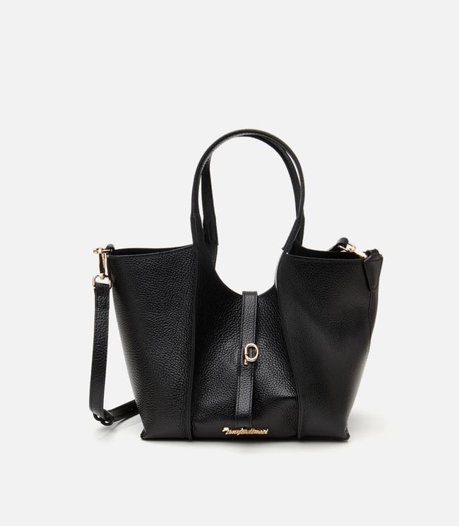  Kadın Deri Siyah Kilit Detaylı Tote Çanta