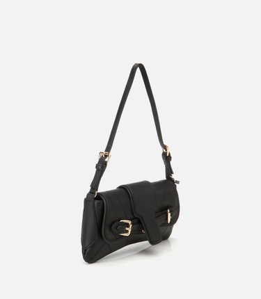 Kadın Siyah Toka Detaylı Asimetrik Çapraz Askılı Çanta