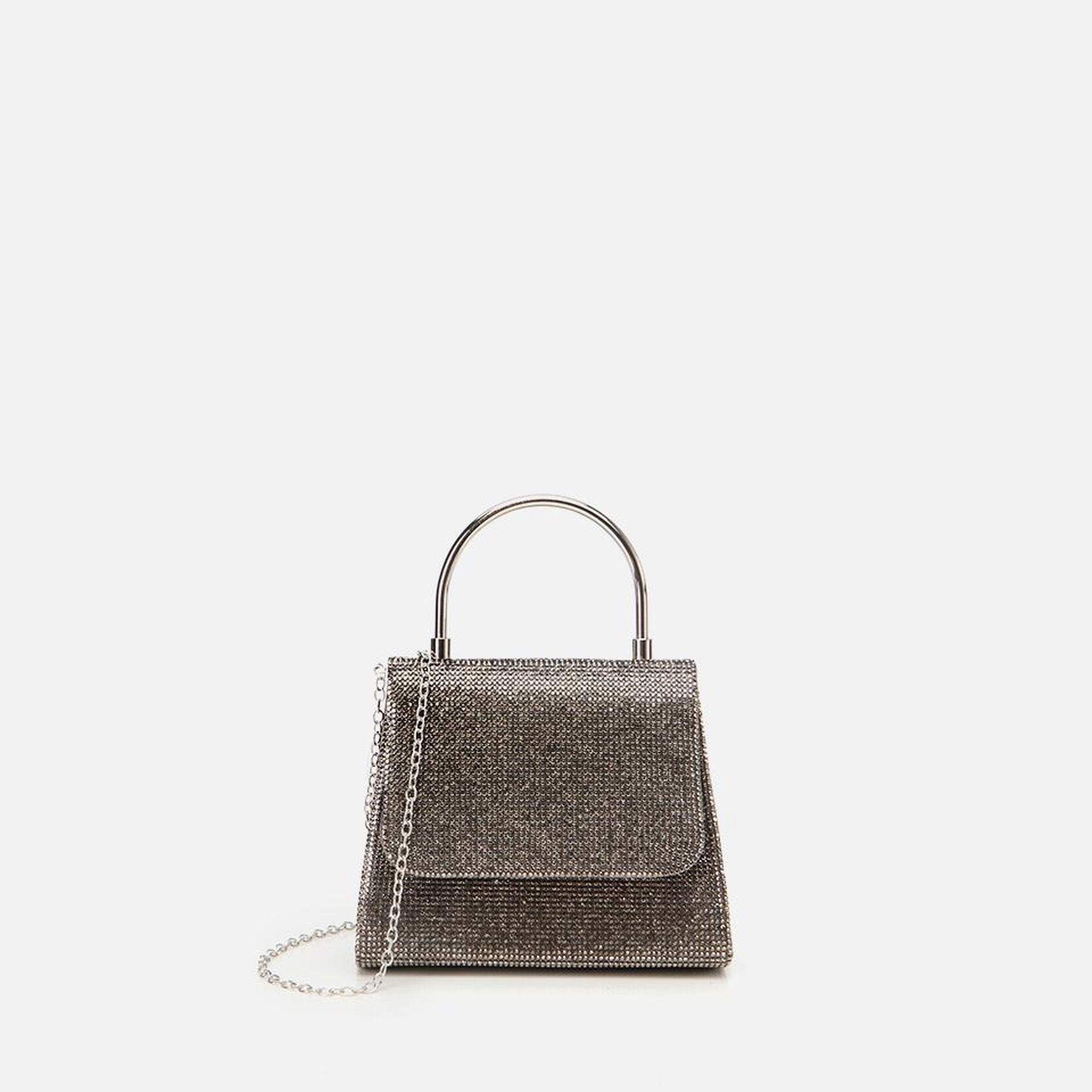 Kadın Gri Taşlı Mini Çanta