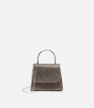  Kadın Gri Taşlı Mini Çanta