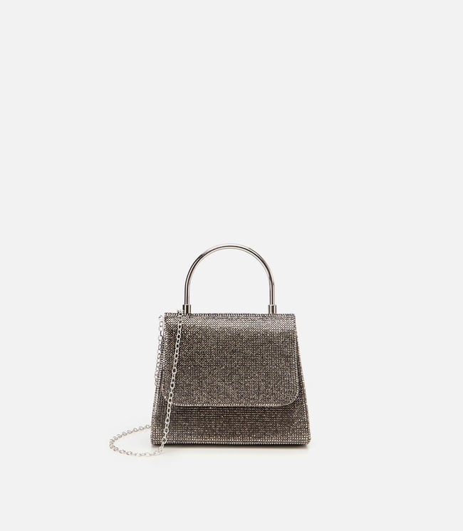  Kadın Gri Taşlı Mini Çanta