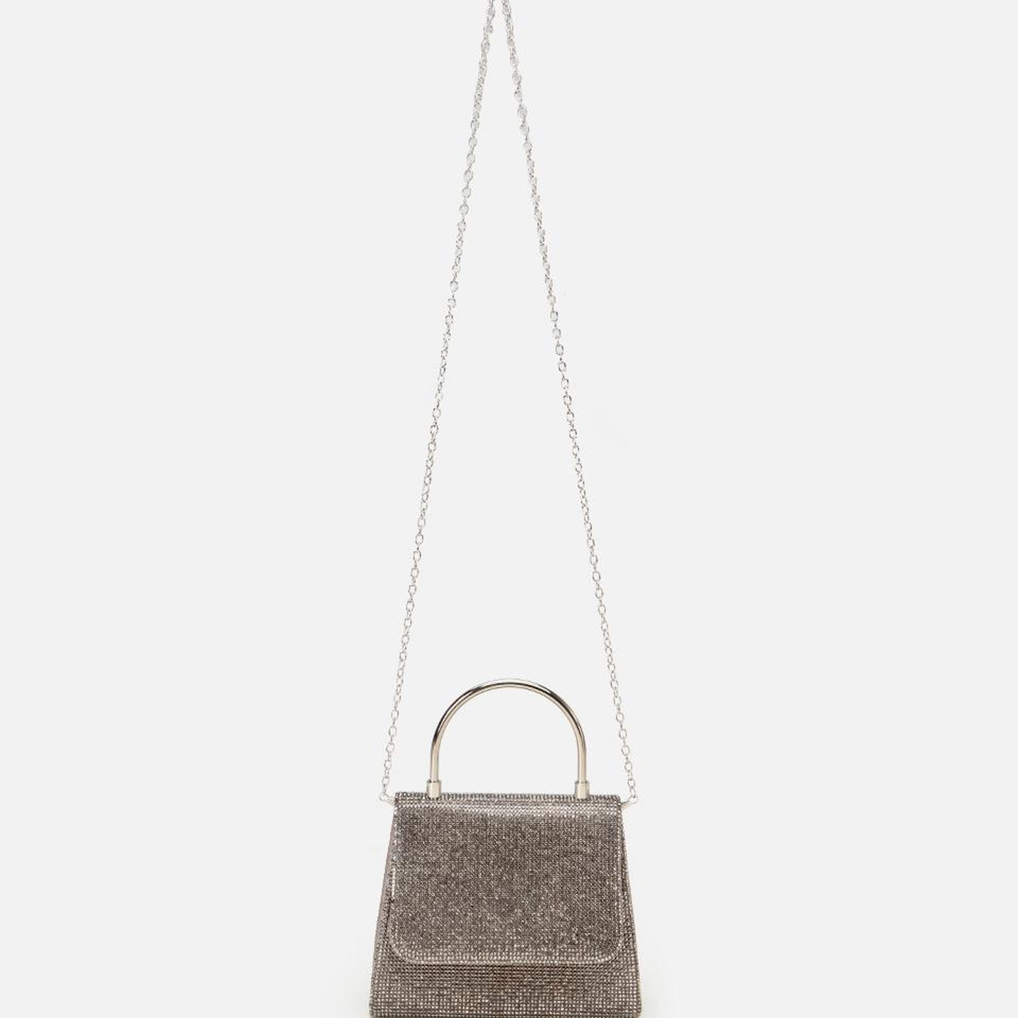 Kadın Gri Taşlı Mini Çanta