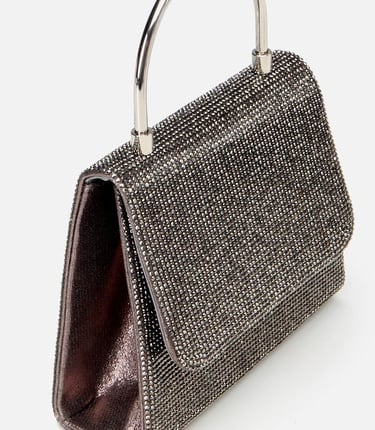  Kadın Gri Taşlı Mini Çanta