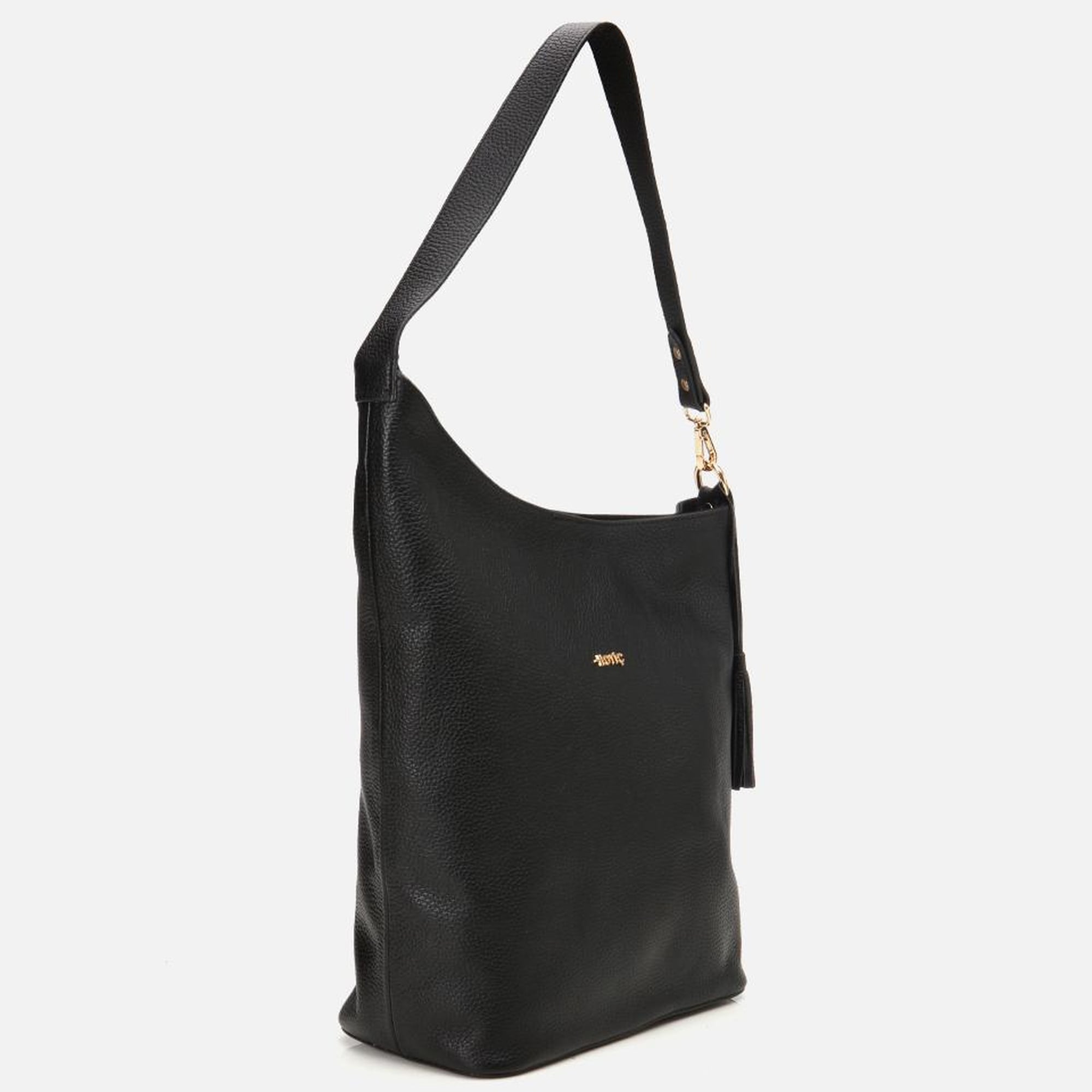 Kadın Deri Siyah Asimetrik Yumuşak Dokulu Omuz Çantası