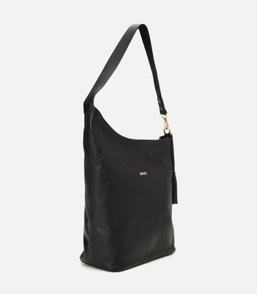  Kadın Deri Siyah Asimetrik Yumuşak Dokulu Omuz Çantası