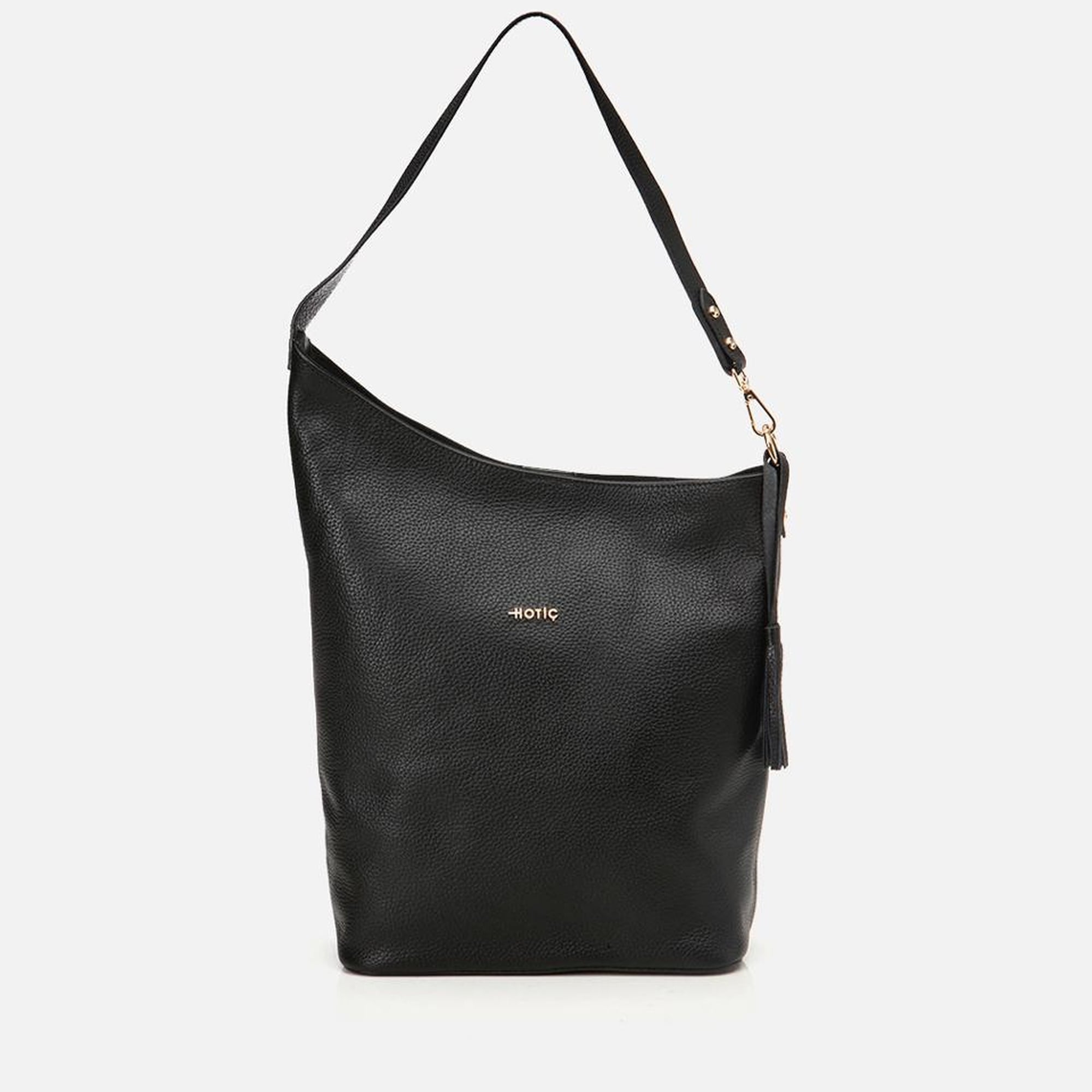 Kadın Deri Siyah Asimetrik Yumuşak Dokulu Omuz Çantası