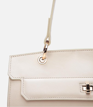  Kadın Deri Ekru Kilit Detaylı Omuz çantası