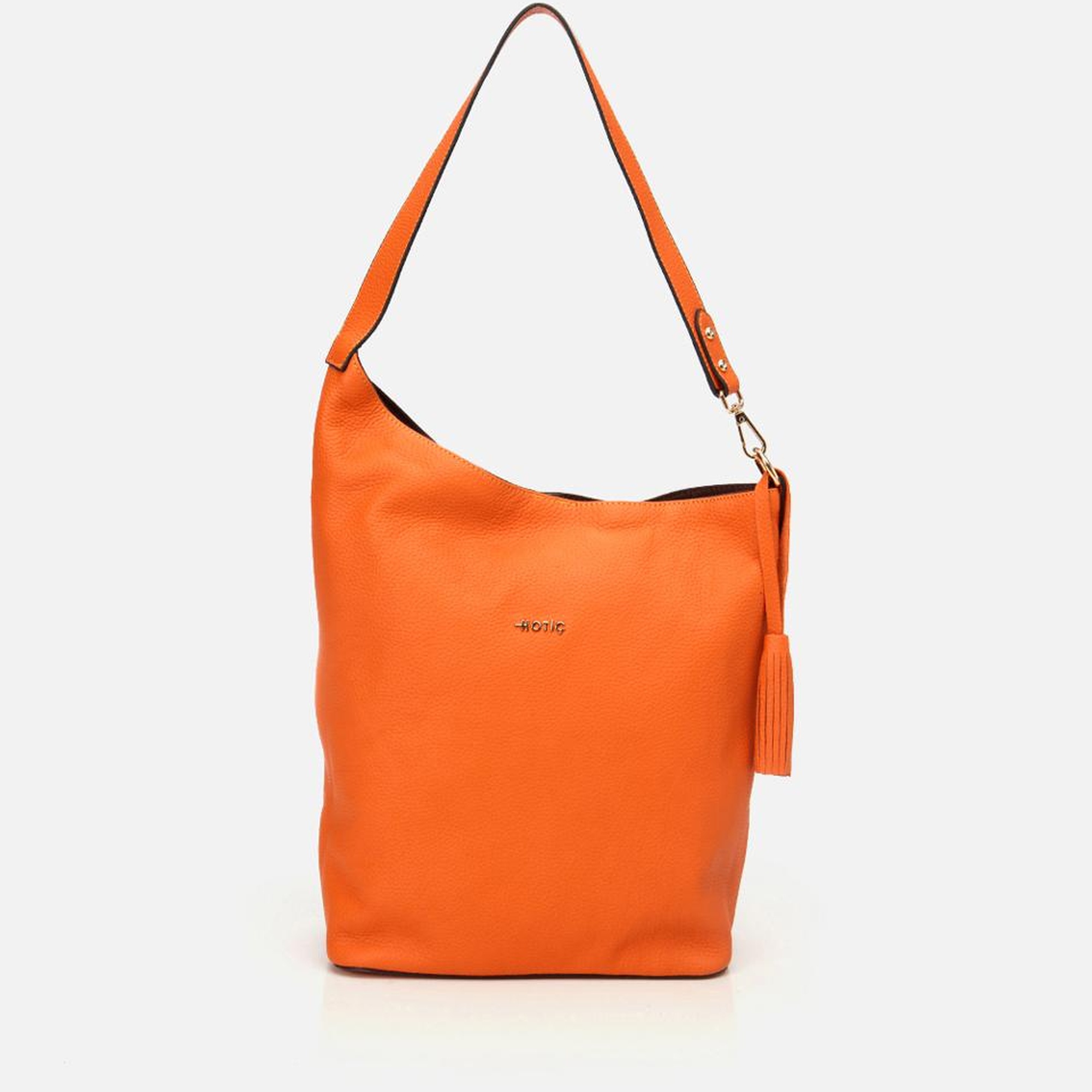 Kadın Deri Turuncu Asimetrik Yumuşak Dokulu Omuz Çantası