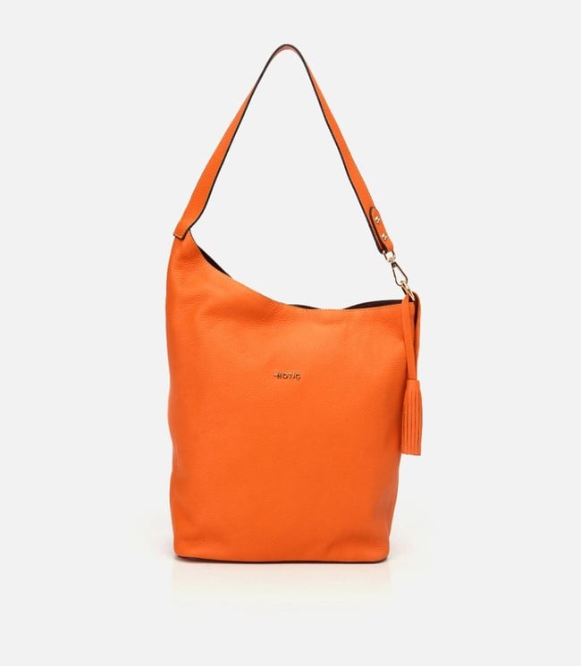  Kadın Deri Turuncu Asimetrik Yumuşak Dokulu Omuz Çantası