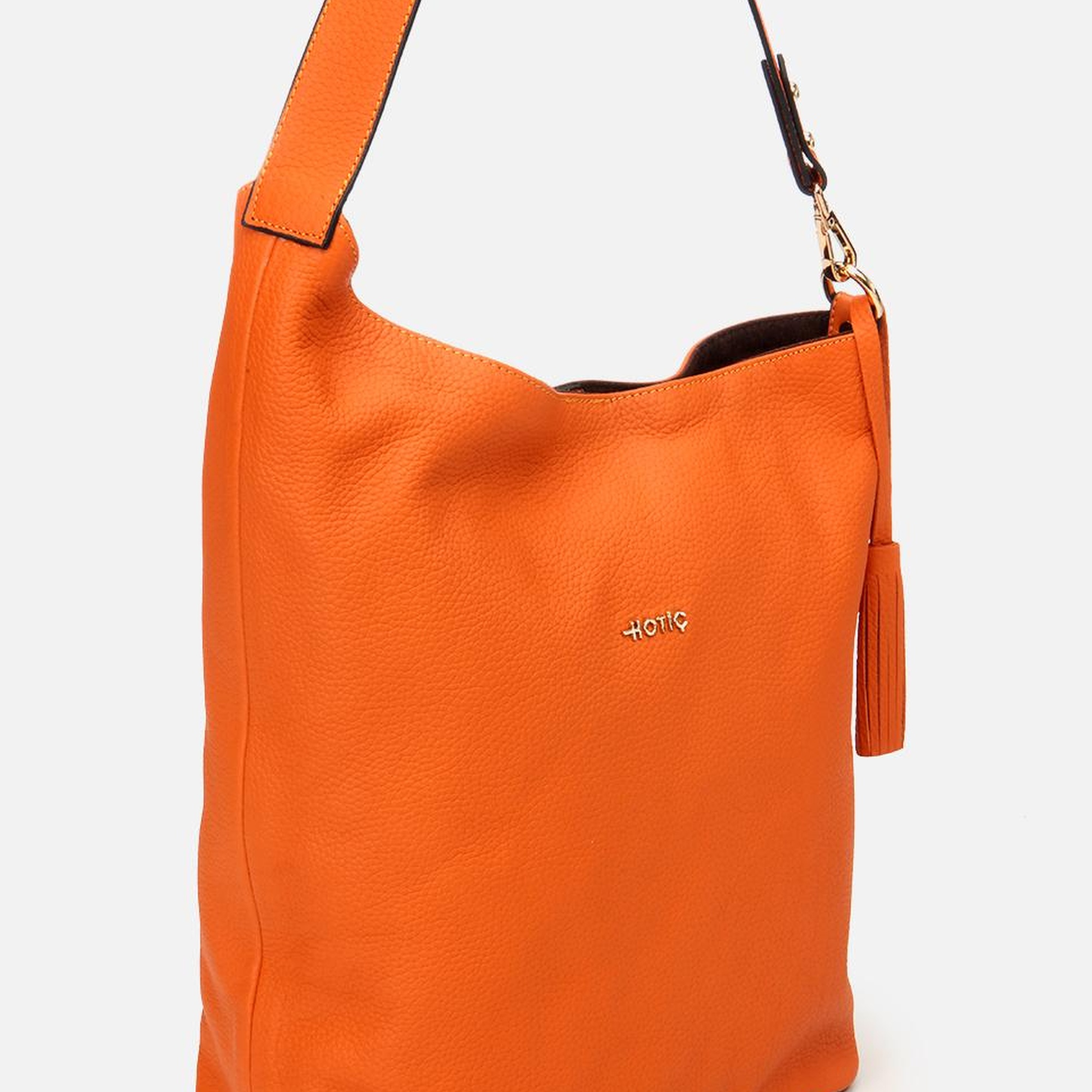 Kadın Deri Turuncu Asimetrik Yumuşak Dokulu Omuz Çantası