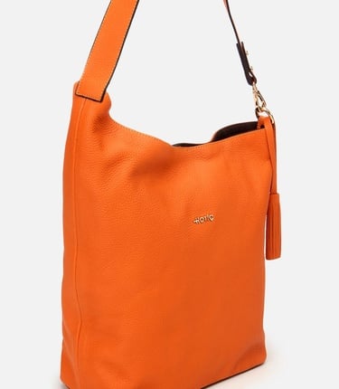  Kadın Deri Turuncu Asimetrik Yumuşak Dokulu Omuz Çantası