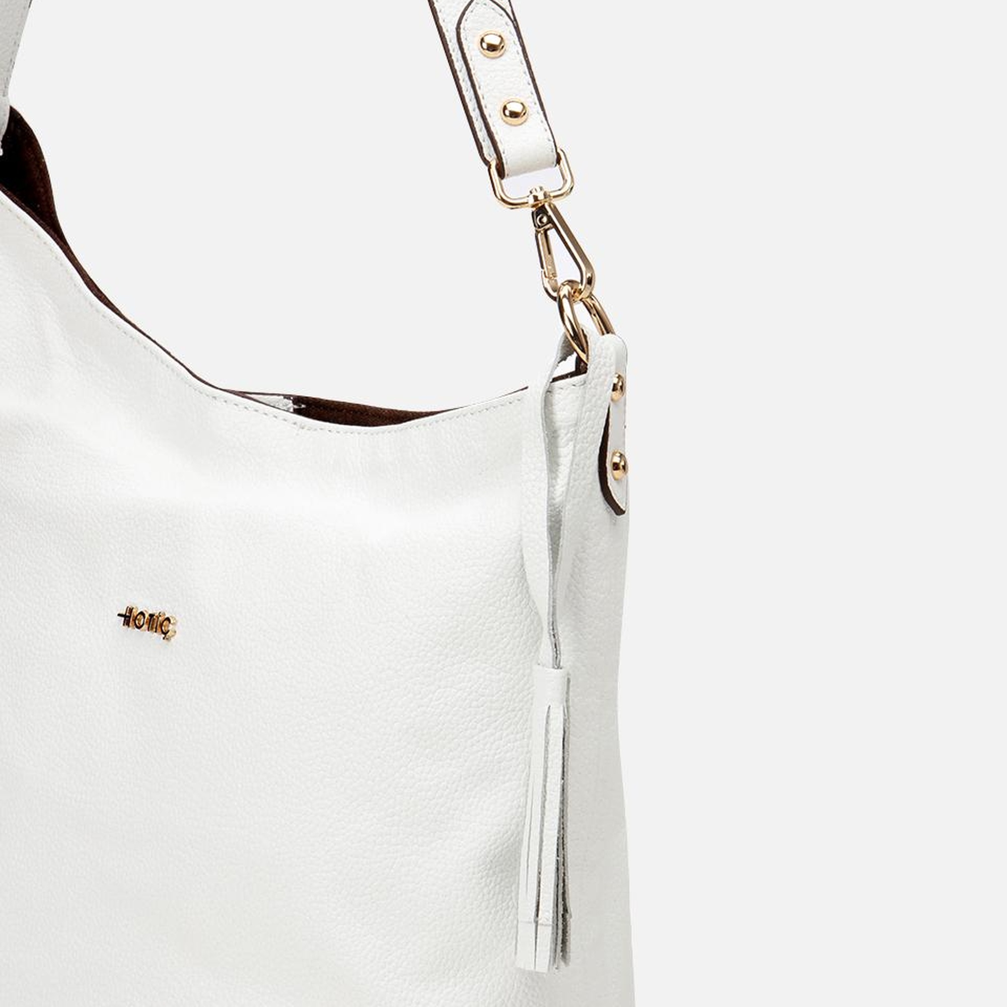 Kadın Deri Beyaz Asimetrik Yumuşak Dokulu Omuz Çantası