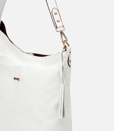  Kadın Deri Beyaz Asimetrik Yumuşak Dokulu Omuz Çantası
