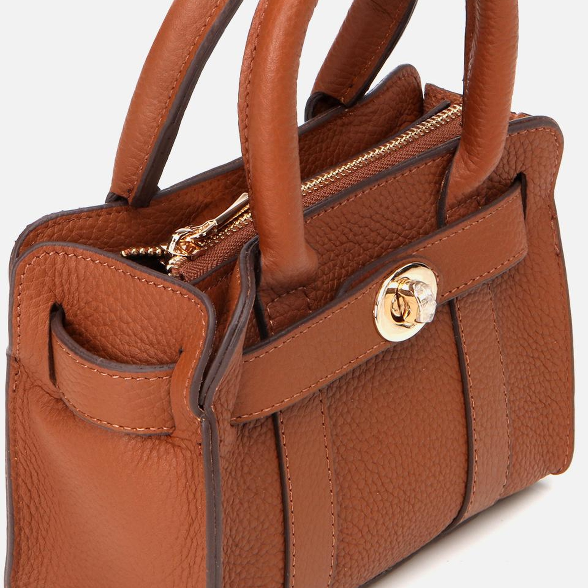 Kadın Deri Taba Kilit Detaylı Mini Çanta