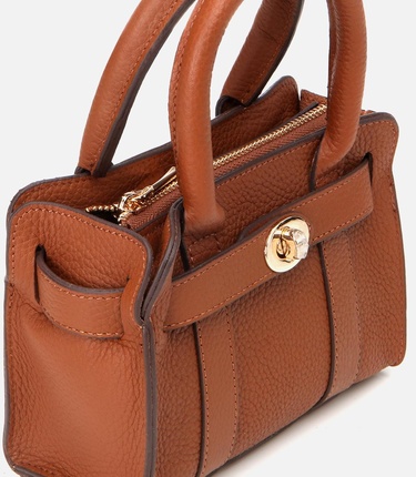  Kadın Deri Taba Kilit Detaylı Mini Çanta