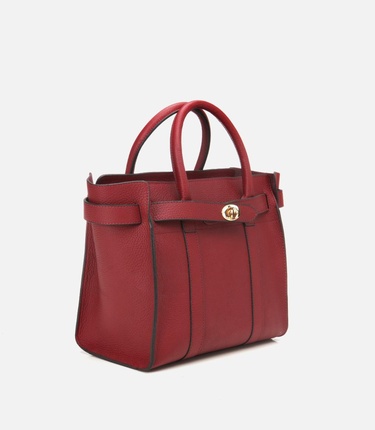  Kadın Deri Bordo Kilit Detaylı Omuz Çantası