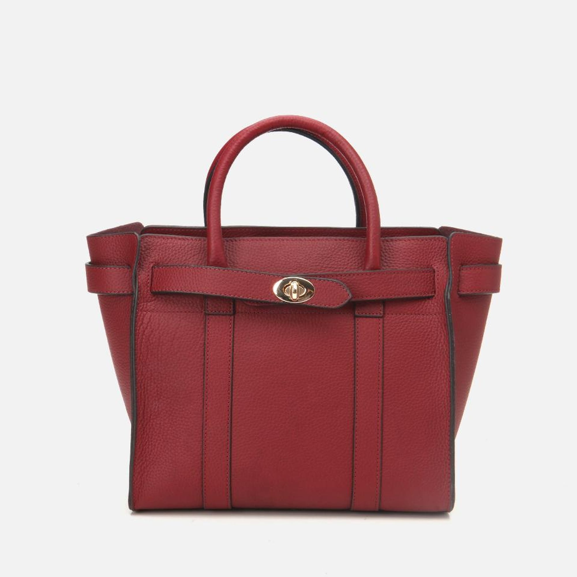 Kadın Deri Bordo Kilit Detaylı Omuz Çantası