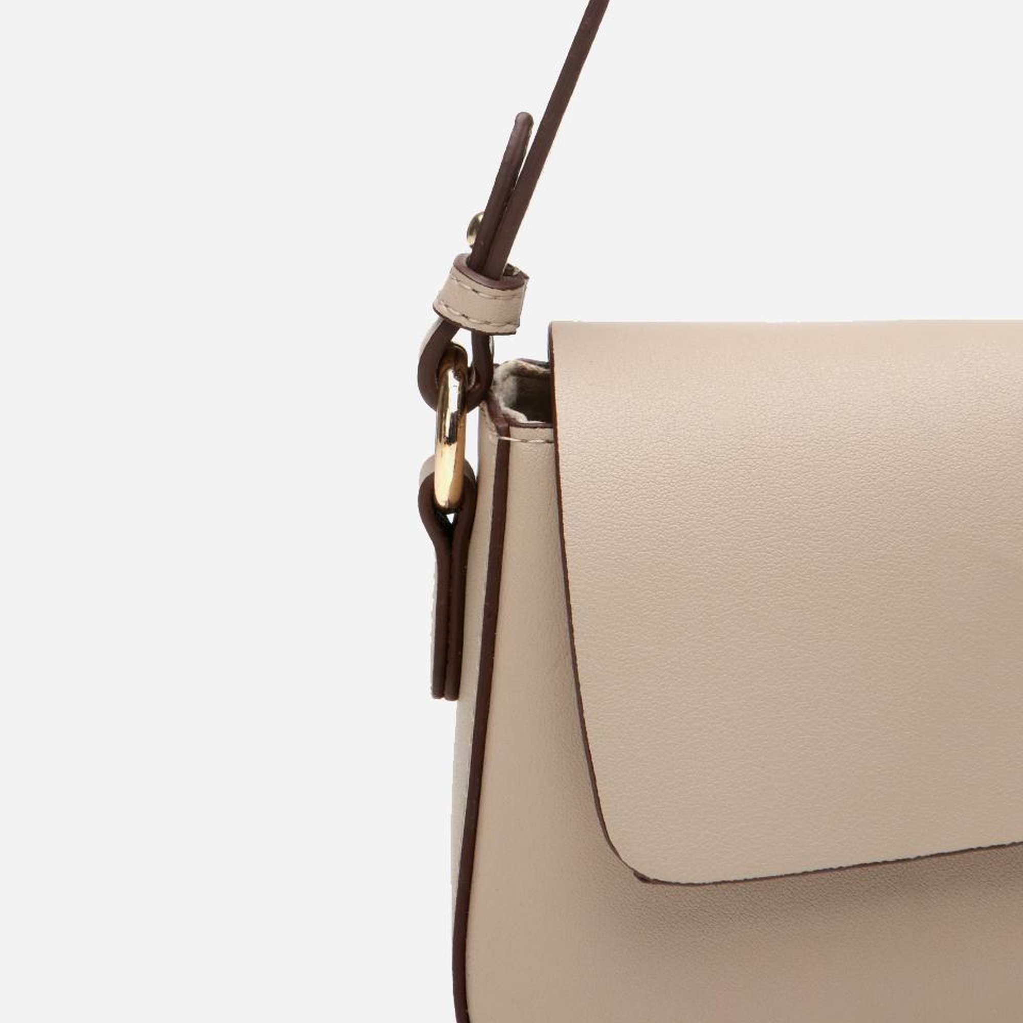 Kadın Bej Kilit Detaylı Çapraz Askılı Çanta