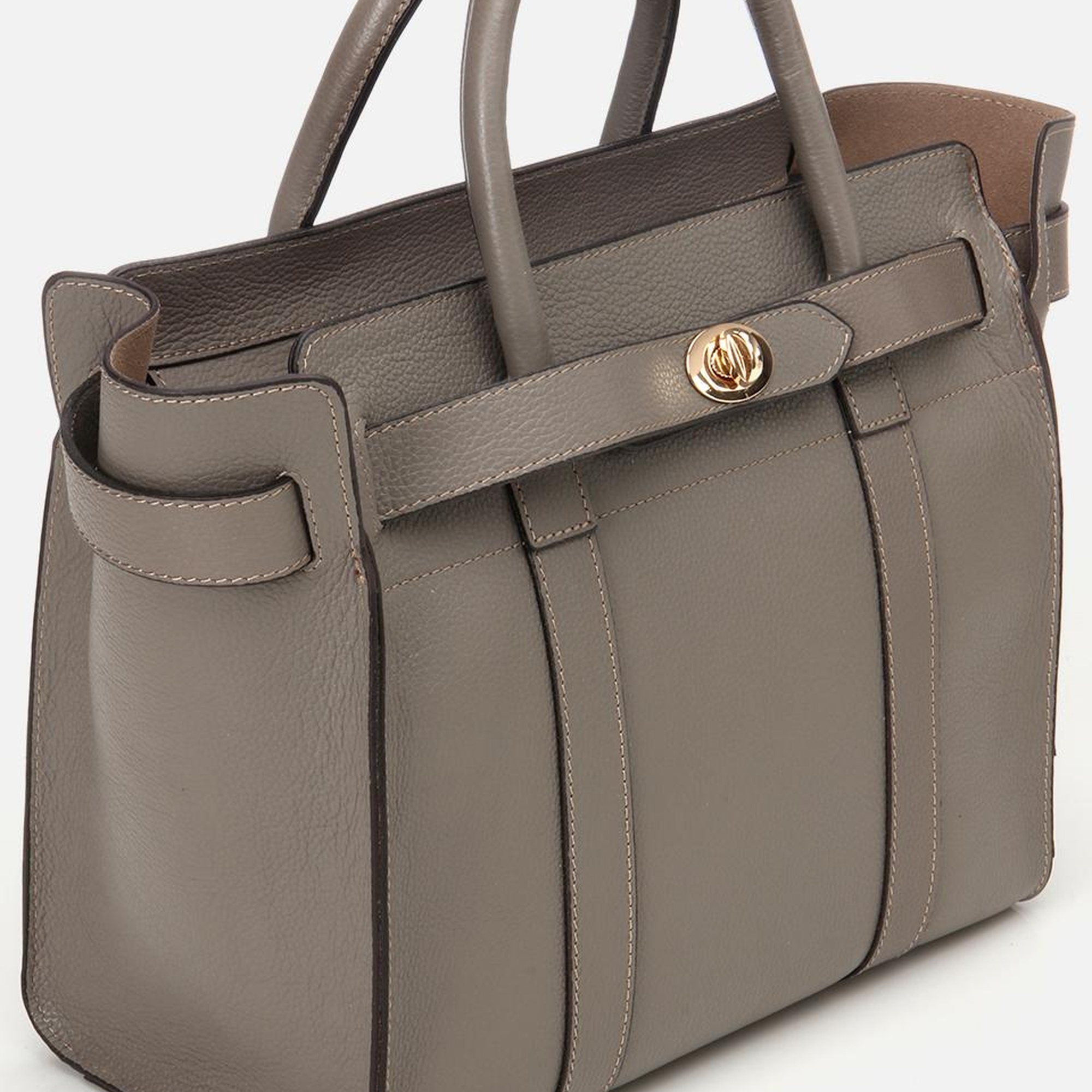 Kadın Deri Vizon Kilit Detaylı Omuz Çantası