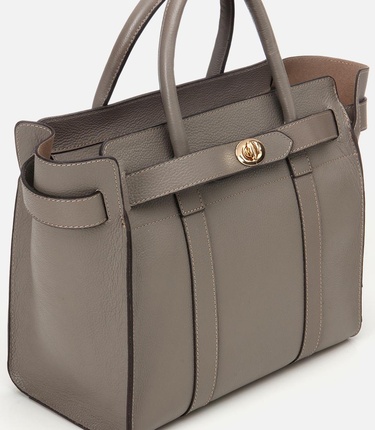  Kadın Deri Vizon Kilit Detaylı Omuz Çantası